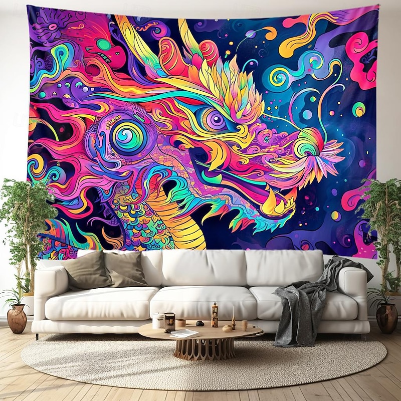 Painting Dragon Hanging Tapestry Wall Art Large Tapestry Mural Decor Photograph Backdrop Blanket Curtain Home Bedroom Living Room Decoration2