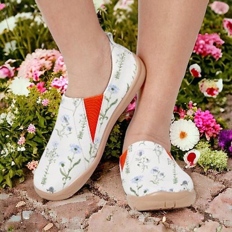 Women's Sneakers Flats Slip-Ons Print Shoes Slip-on Sneakers Daily Travel Floral Flat Heel Vacation Casual Comfort Canvas Loafer Blue2