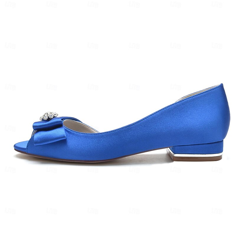 Women's Wedding Shoes Dress Shoes Wedding Party Daily Wedding Flats Bridal Shoes Bridesmaid Shoes Rhinestone Flat Heel Peep Toe Elegant Fashion Satin Loafer Wine Black White4