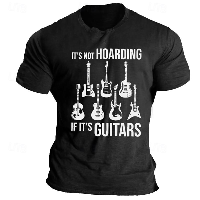 Men's Graphic T-Shirt: Funny 'It's Not Hoarding If It's Guitars' Music Tee for Guitar Lovers, Hobby Lifestyle Gift2