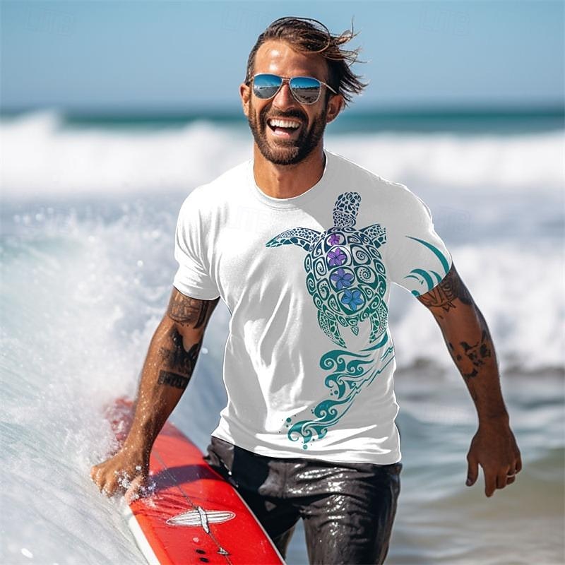 Men's Graphic Animal Turtle T Shirt Short Sleeve T shirt 3D Print Crew Neck Shirt Daily Designer Casual Vacation Holiday Going out White 1 Blue 2# Blue 1# Spring & Summer Clothing Apparel S M L XL3
