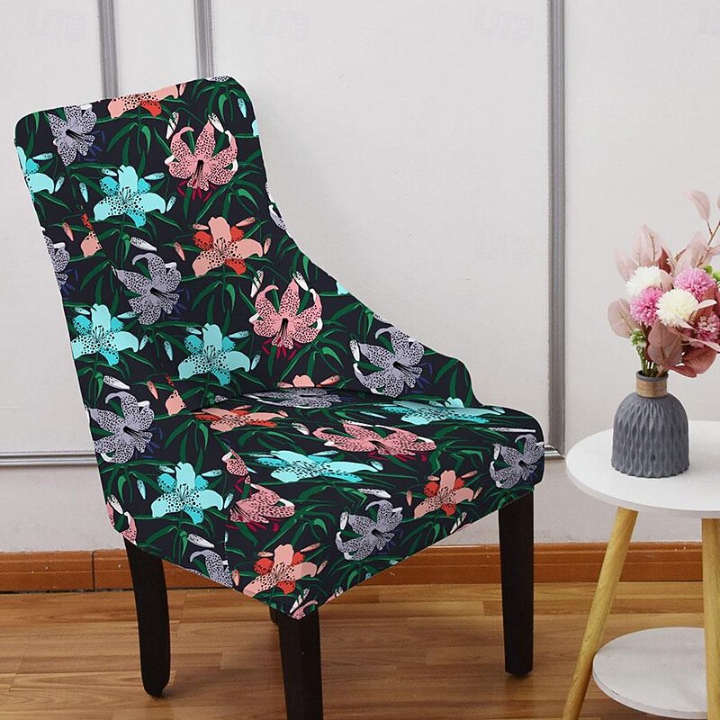 Stretch Wingback Chair Cover Slipcover Floral Printed,Reusable Arm Chair Protector Cover for Dining Room Banquet Home Decor Spandex Fabric Machine Washable Hand Washable 5