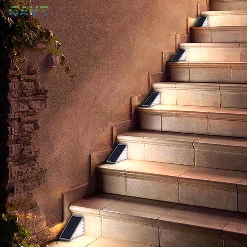 Outdoor IP67 Waterproof Solar Step Light Outdoor Stair Lights LED Lens Design Super Bright Anti-theft Stair Light Decor Lighting For Garden Deck Garden Lamp Landscape Lights 1X 2X3