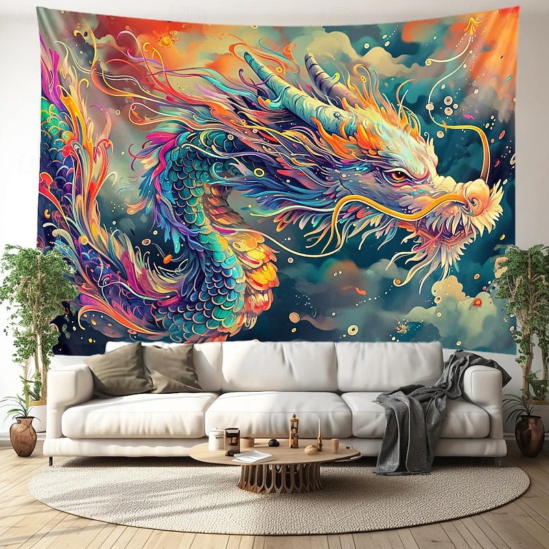 Painting Dragon Hanging Tapestry Wall Art Large Tapestry Mural Decor Photograph Backdrop Blanket Curtain Home Bedroom Living Room Decoration3