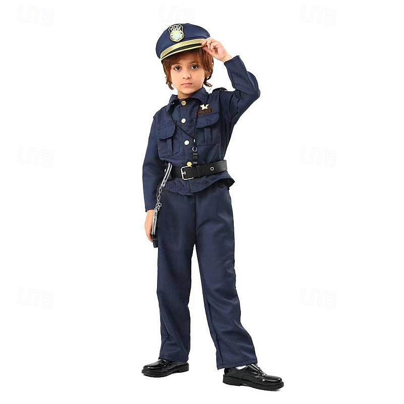 Boys Girls' Police Cosplay Costume Outfits For Halloween Carnival Masquerade Cosplay Kid's Top Pants More Accessories2