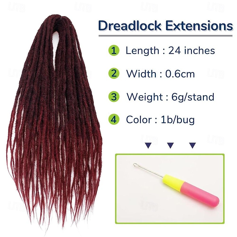24 Inch Dreadlocks Extensions Goddess Locs Crochet Hair for Women 10 Strands Handmade Dreadlock crochet hair braids Synthetic thin 0.6cm Hippie Straight Double Ended Dreads2