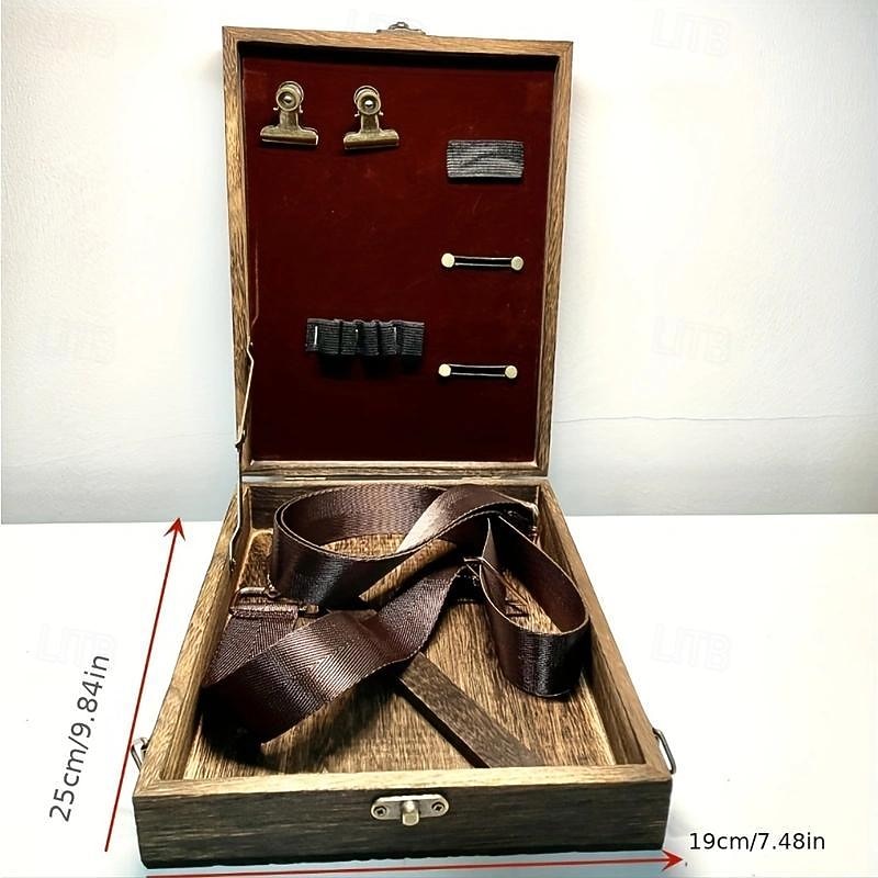 Wooden Handmade Portable Crossbody Postman Bag, Multifunctional Artist Tool Brush Storage Box (Wood Color) Gift3