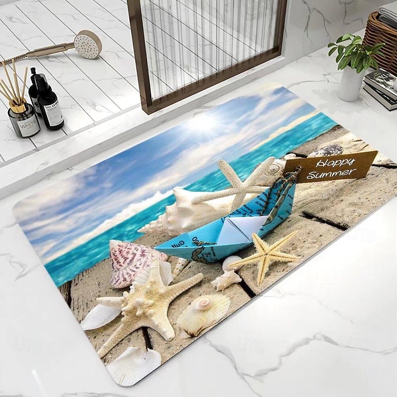 Bath Mat Non-slip Rug-Rubber Quick Dry Super Absorbent Thin Bathroom Rugs Fit Under Door-Washable Bathroom Floor Mats-Shower Rug for in Front of Bathtub Shower Room Sink3