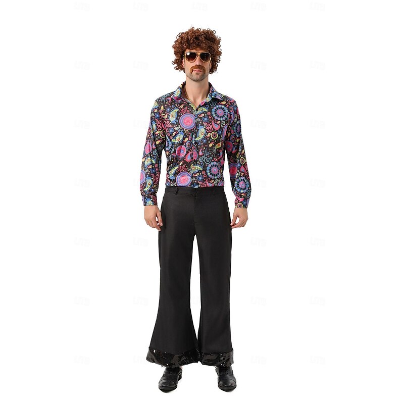 Retro Vintage 1970s Outfits Party Costume Hippie Disco Fancy Dress Men's Christmas Halloween Carnival Prom Club Pride Parade Adults' Shirt Pants3