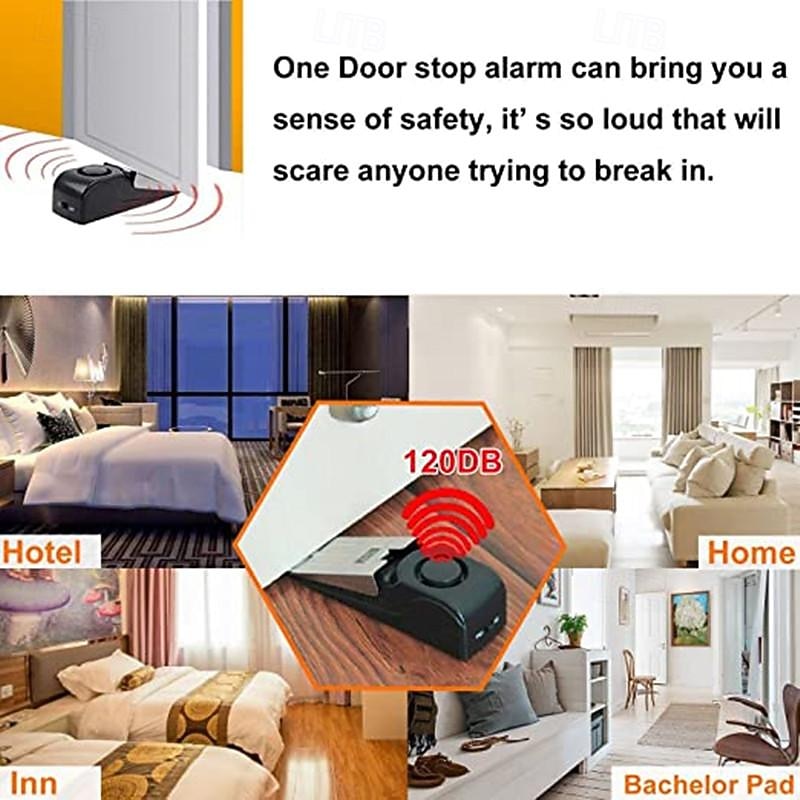 Portable Burglar-proof Doorstop Alarm Wireless Security System Home Hotel Bedroom Doorstop Locks4