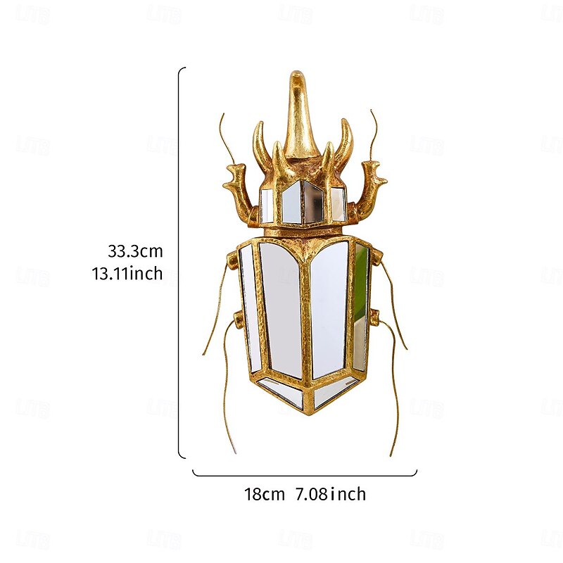 Unicorn Beetle Mirror Design Wall Mounted Decoration Gold Wall Decoration Beetle Glass Mirrored Handmade 32