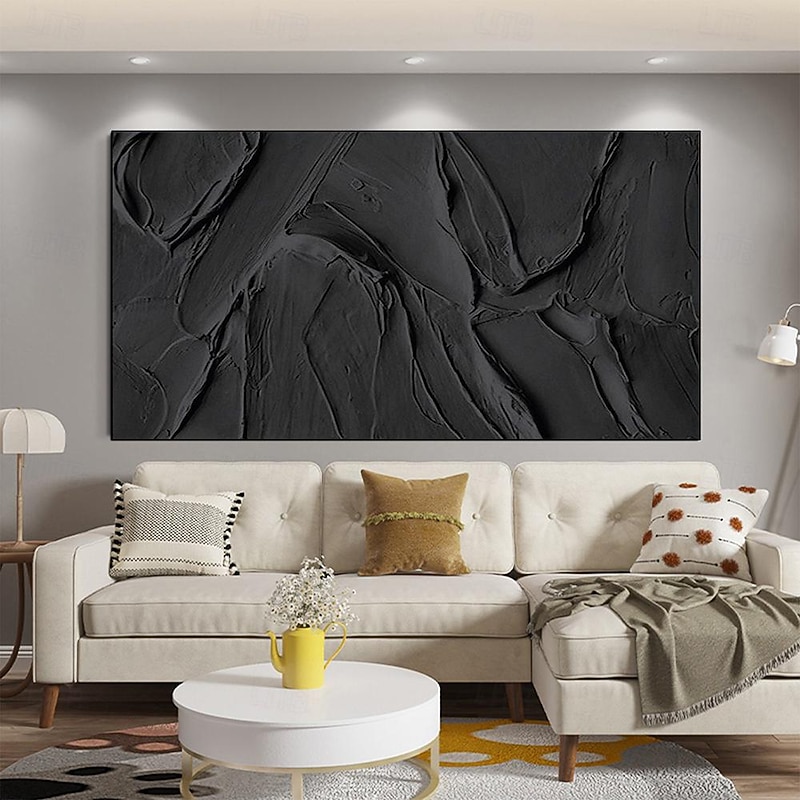 Hand painted  3D Black Abstract Painting handmade Black 3D Textured Painting Black 3D Minimalist Painting Large Black Abstract Painting Black abstract artwork wall art canvas2