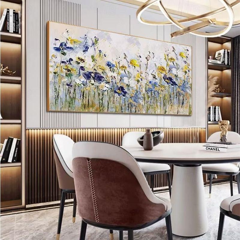 Handmade Oil Painting Canvas Wall Art Decoration Knife Drawing Abstract Flowers for Home Decor Rolled Frameless Unstretched Painting4