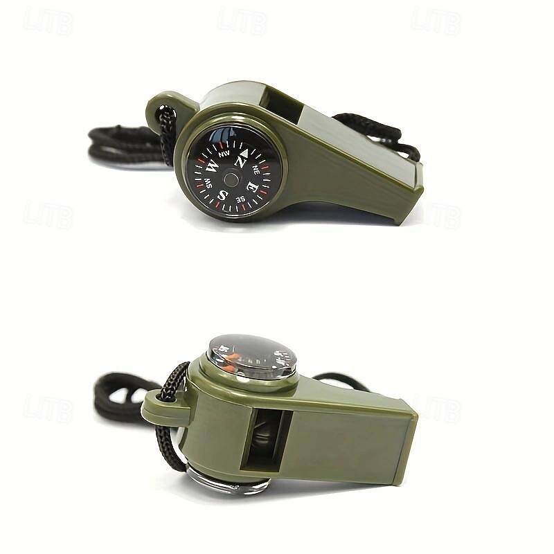 1pc 3-In-1 Emergency Survival Whistle With Compass Thermometer For Camping Hiking Outdoor Tools, Referee Cheerleading Whistle4