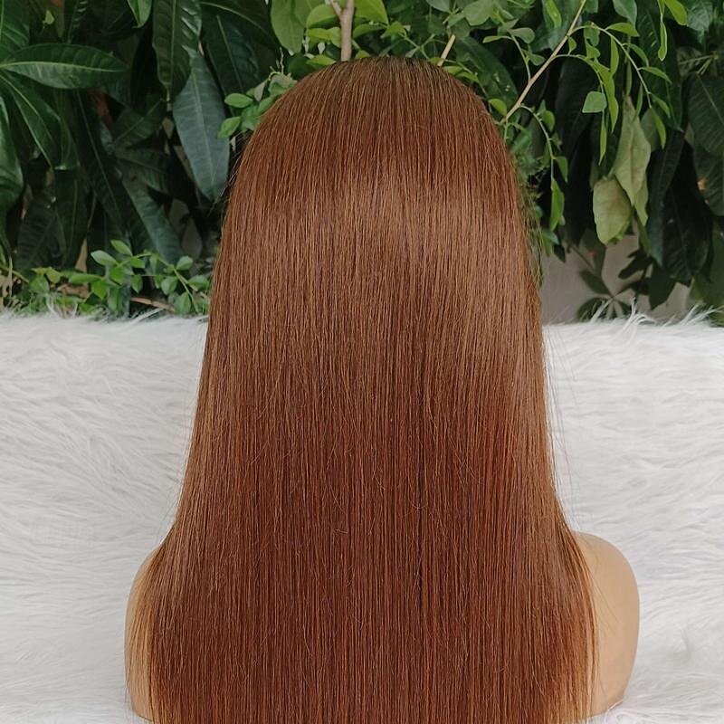 Human Hair 360 Lace Wig 4# Brown Transparent Straight Lace Front Human Hair Wigs2