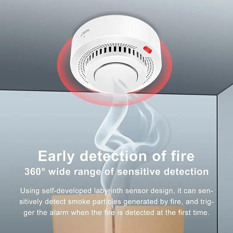 Tuya ZigBee Smart Smoke Detector Security Protection Smoke Alarm Fire Protection For Home Security System Via Smart Life Ap4