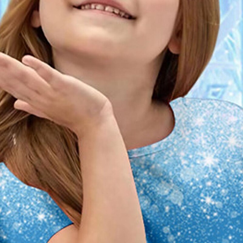 Girls' 3D Cartoon Princess Dress Pink Short Sleeve 3D Print Summer Daily Holiday Casual Beautiful Kids 3-12 Years Casual Dress Skater Dress Above Knee Regular Fit4