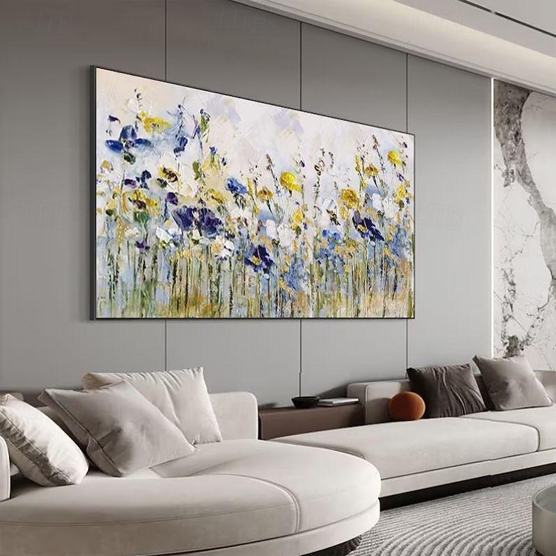 Handmade Oil Painting Canvas Wall Art Decoration Knife Drawing Abstract Flowers for Home Decor Rolled Frameless Unstretched Painting3