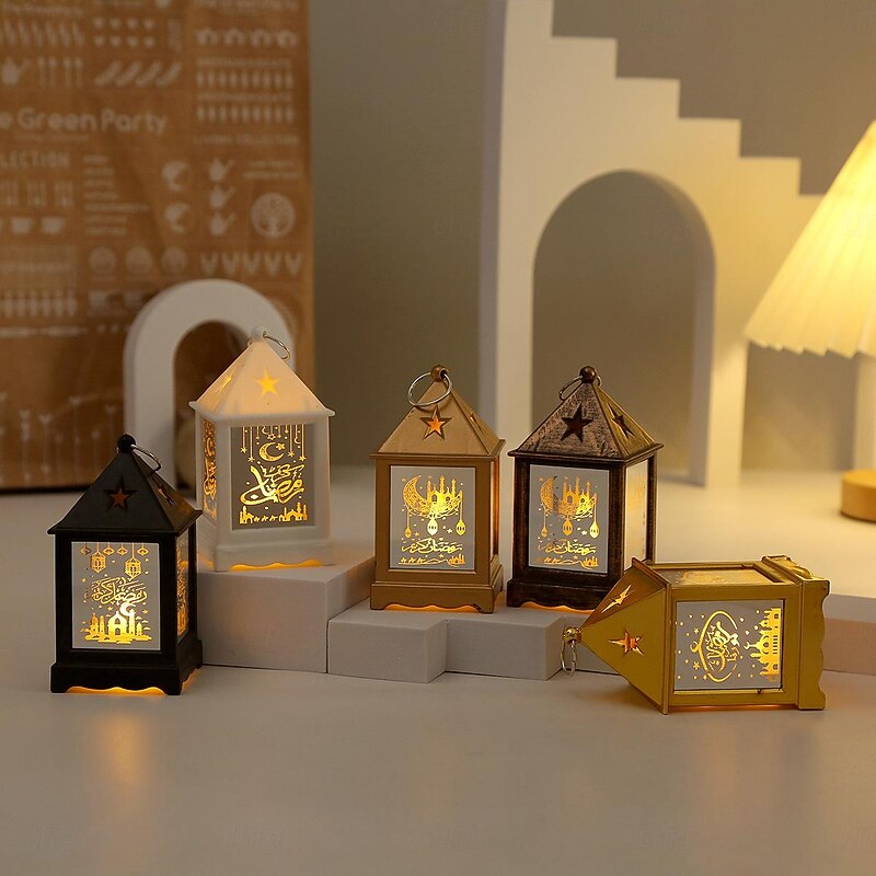 Ramadan Handheld Lanterns Candlesticks Wind Lamps Electronic Candles Festive Decorations Atmosphere Props 1PC3