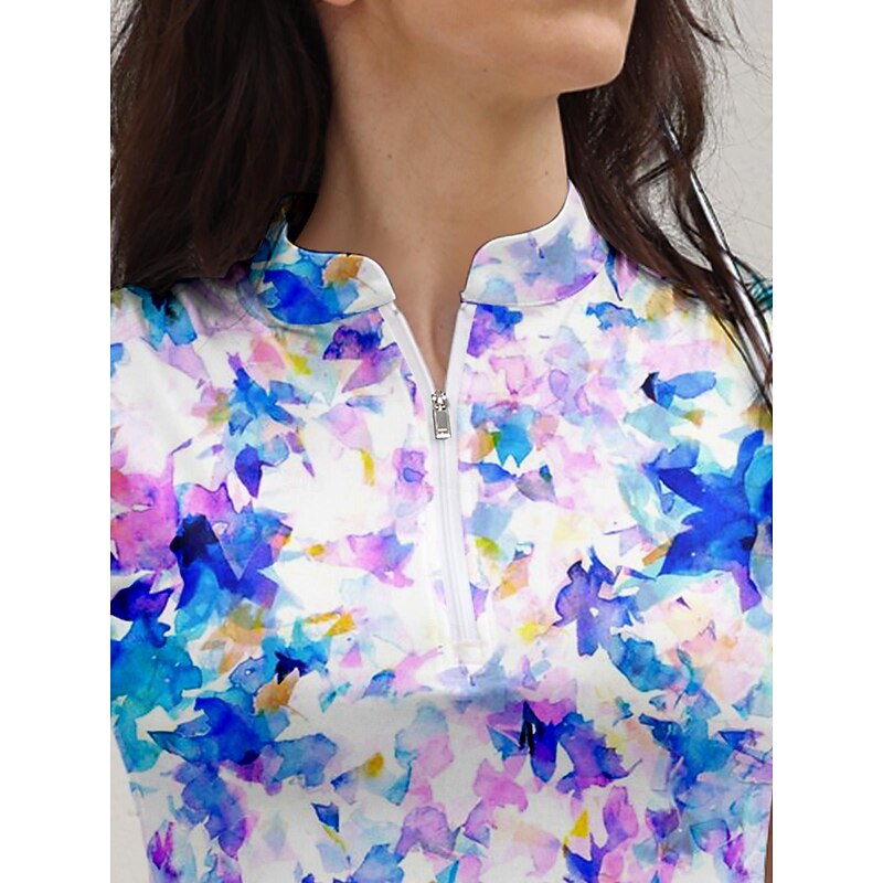 Women's Golf Dress Light Purple Sleeveless Floral Ladies Golf Attire Clothes Outfits Wear Apparel4