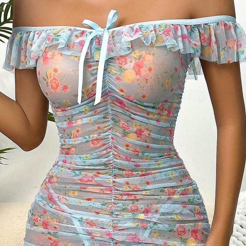 Women's Backless Sexy Erotic Sexy Lingerie Sexy Bodies Nightwear - POLY Graphic Sexy Lingerie Set Home Outfits2