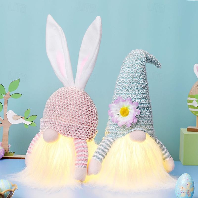 Easter Glowing Bunny Rudolph Faceless Plush Doll Christmas Decoration Props Dwarf Ornaments2