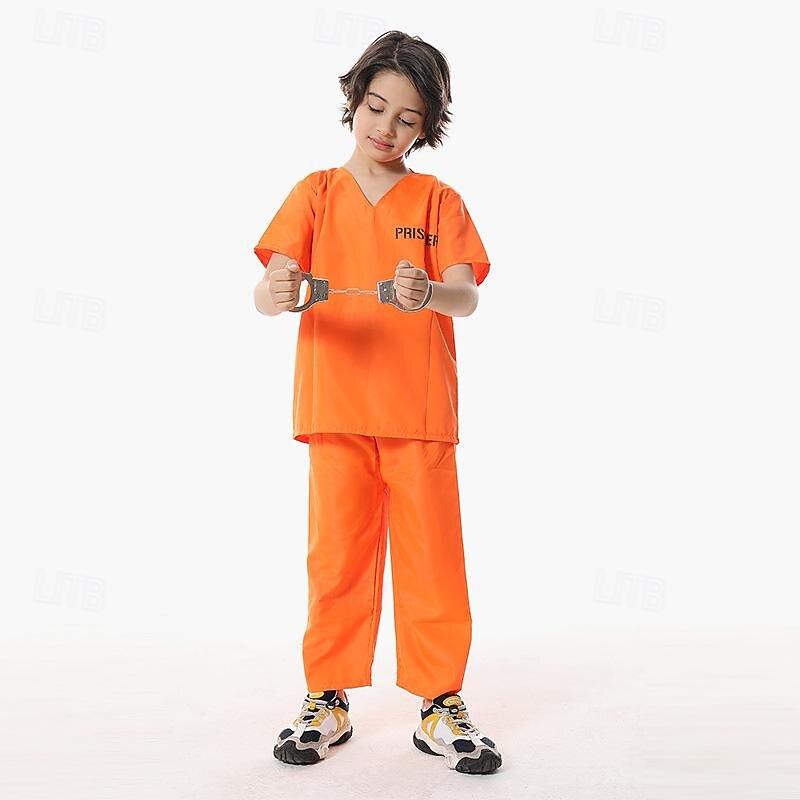 Prisoner Halloween Cosplay Costume Masquerade Career Costumes Carnival Costume Cosplay Kid's Boys' Girls' Carnival Masquerade Mardi Gras Carnival Party Masquerade Easy Halloween Costumes Dress Up
