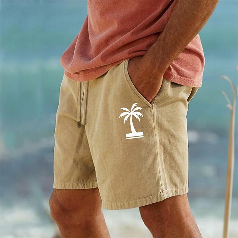 Men's Coconut Tree Shorts Summer Shorts Beach Shorts Mid Waist Hawaiian Casual Outdoor Holiday Going out Drawstring Elastic Waist Print Designer Clothing Apparel3
