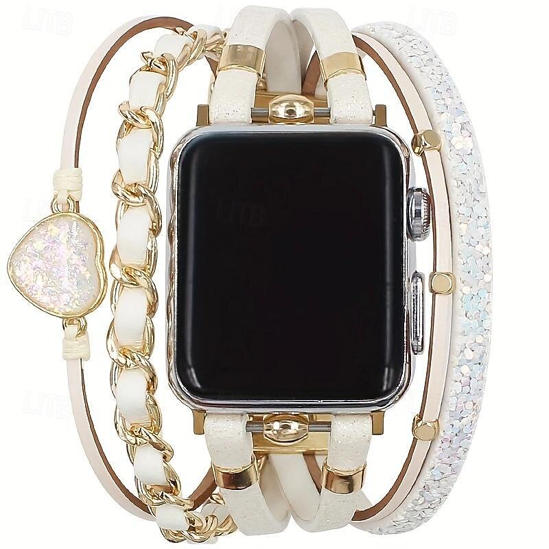 Handmade Braided Rope Compatible with Apple Watch band 38mm 40mm 41mm 42mm 44mm 45mm Braided Leather Fabric Strap Replacement Wristband for iwatch Series 9 8 7 6 5 4 3 2 1 SE