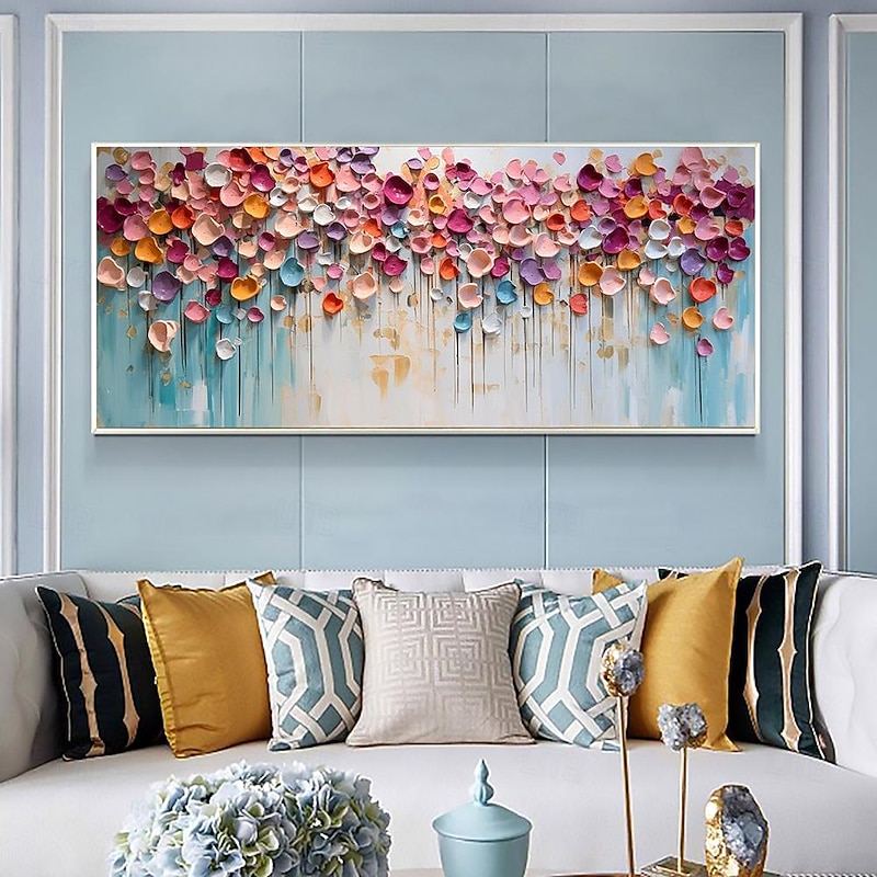 Handpainted Colorful Floral Oil Painting On Canva Large handmade Wall Art Abstract 3d Flower painting Wall Decor landscape  Painting Minimalist painting for Living Room Decor4