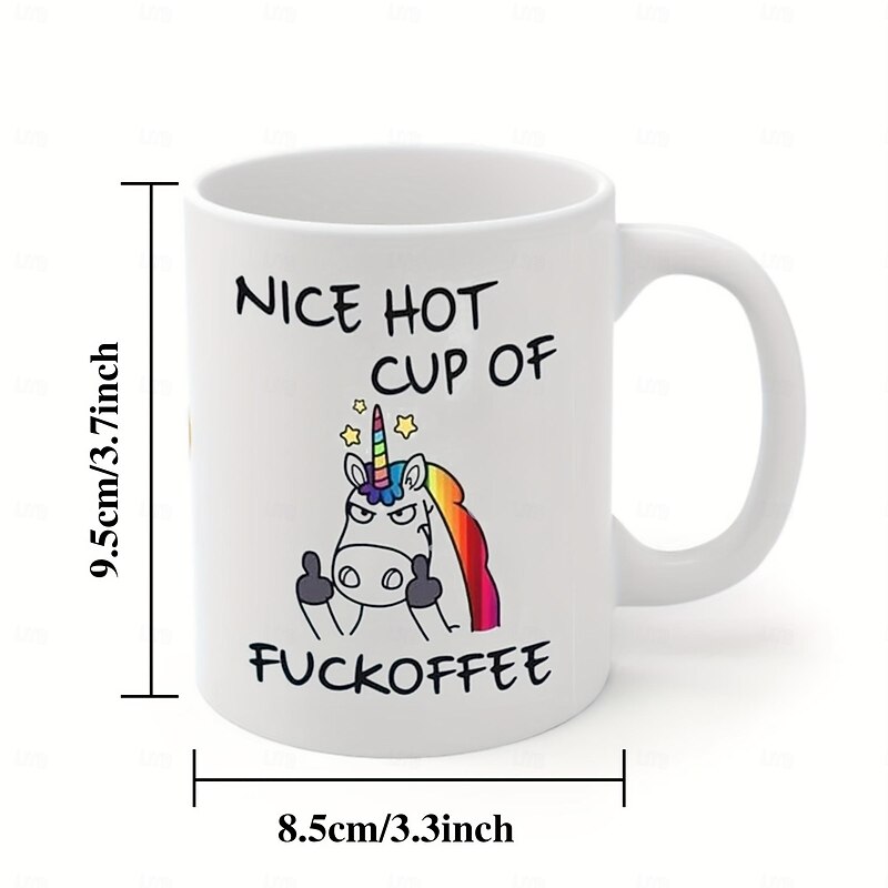 Angry Unicorn Ceramic Coffee Mug - 11oz White Tea Cup for Office, Portable for Hot or Cold Drinks, Novelty Gift - 1pc3