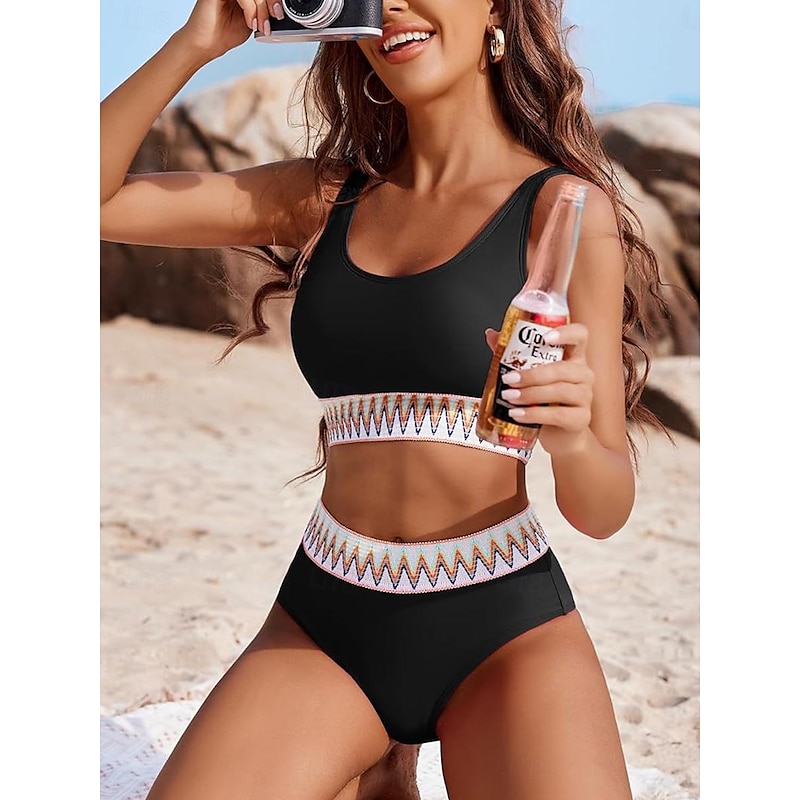 Women’s Normal Swimwear Bikini Swimsuit 2 Piece Plain Beach Wear Holiday Bathing Suits 2024 – GBP £26