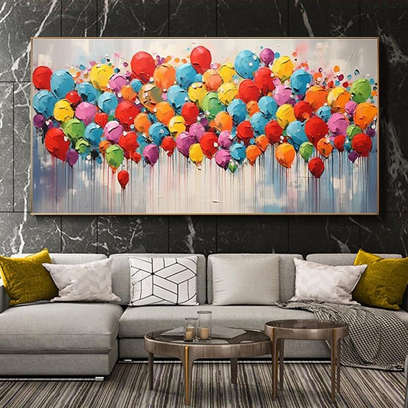 100% Handmade Modern Abstract Color Balloon Oil Painting On Canvas Home Decor For Living Room As Gift No Frame4