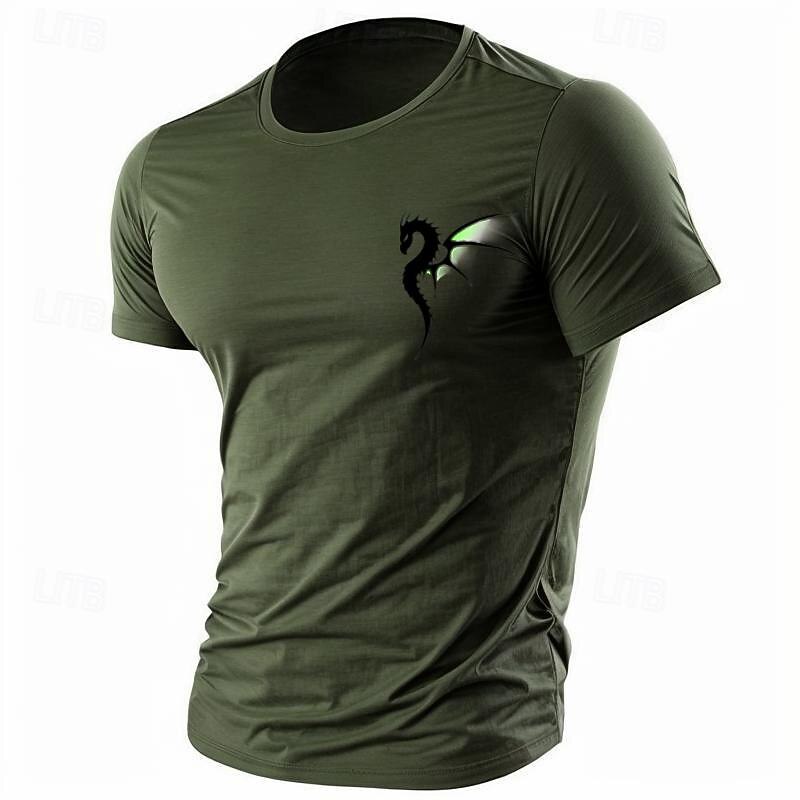 Men's Animal Dragon T Shirt Tee Top 100% Cotton Short Sleeve Graphic Shirt Black White Red Comfortable Tee Vacation Street Fashion Designer Clothing4