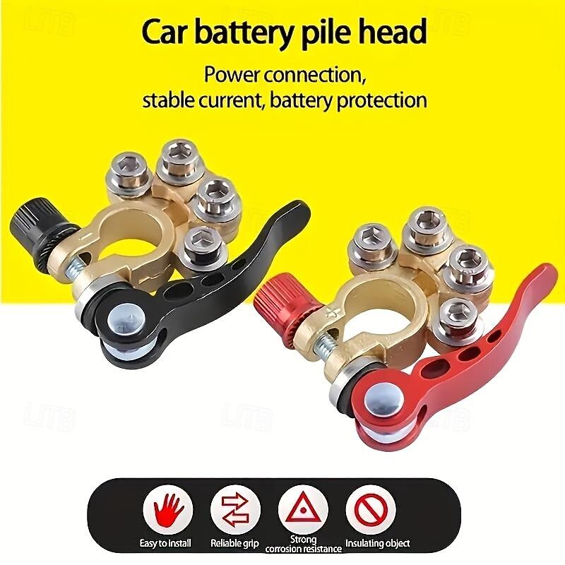 2pcs/set Premium Car Battery Terminal Connector with Shut-off Function Securely Connect and Disconnect Battery Wires for Easy Maintenance