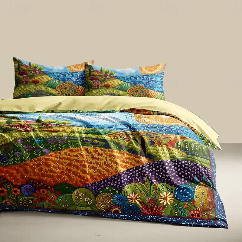 Landscape Pattern Duvet Cover Set Set Soft 3-Piece Luxury Cotton Bedding Set Home Decor Gift Twin Full King Queen Size Duvet Cover4
