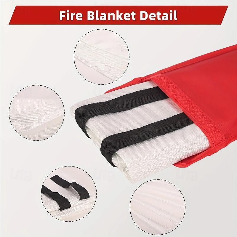 1pc Emergency Fire Extinguishing Blanket For Home And Kitchen, Suitable For Fireplace, School, BBQ, Car & Office3