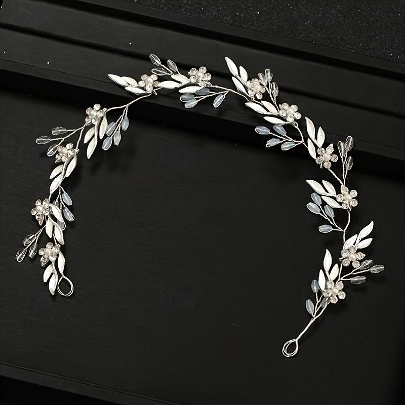 Oil Leaves Water Flower Stamens Handmade Woven Diy Bride s Braided Hair Headband Jewelry4