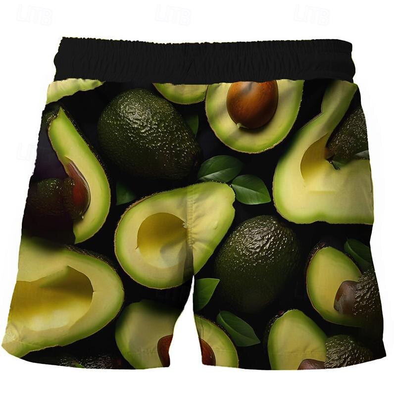 Men's Fruit Swim Shorts Board Shorts Swimming Trunks Mid Waist Vacation Hawaiian Holiday Vacation Holiday Beach Drawstring with Mesh lining Elastic Waist Designer Clothing Apparel4