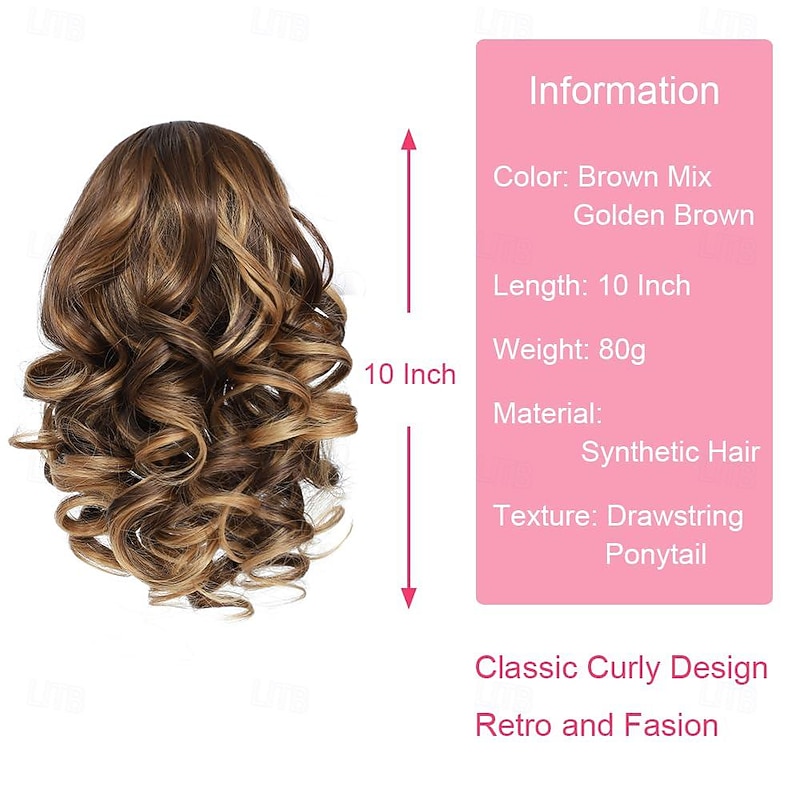 10 Inch Drawstring Ponytail Extension,Short Loose Wavy Pony Tails Hair Extensions Synthetic Hair Pieces for Women Daily Use2