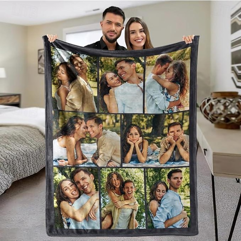 Customized Blanket Personalized Gifts 8Photos Personalized Couples Gifts Customized Picture Blanket I Love You Gifts Birthday Gift for Wife Husband Girlfriend Boyfriend Pets