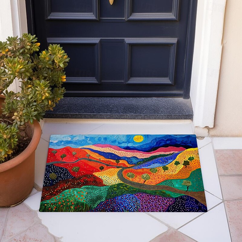 Flower Landscape Doormat Floor Mats Washable Rugs Kitchen Mat Non-Slip Oil Proof Rug Indoor Outdoor Mat Bedroom Decor Bathroom Mat Entrance Rug2