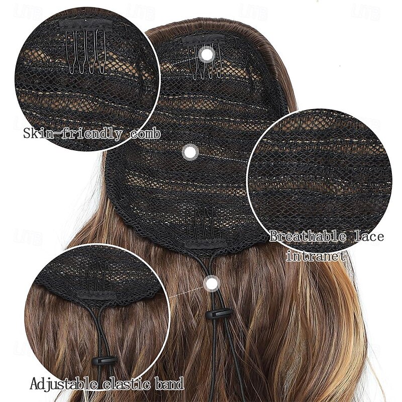 Drawstring Ponytail Hair Extension 16 Inch Synthetic Short Curly Wavy Fake Ponytail Extensions Natural Soft Clip in Ponytail Hairpieces for Women2