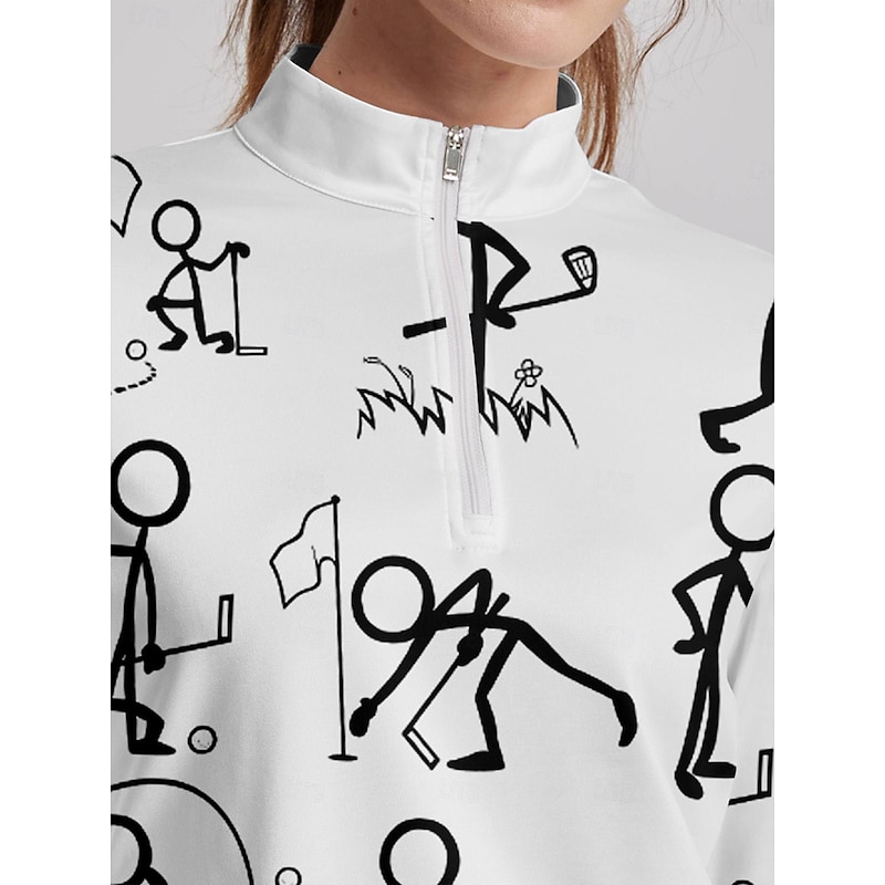 Women's Golf Polo Shirt White Long Sleeve Sun Protection Top Fall Winter Ladies Golf Attire Clothes Outfits Wear Apparel3