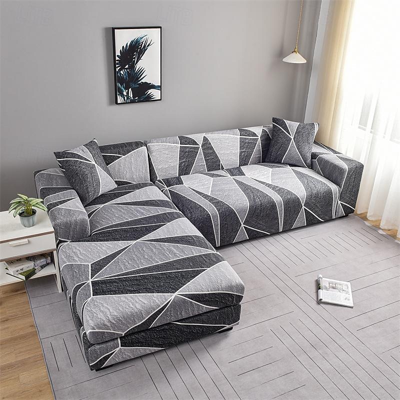 Geometric Printed Sofa Cover Stretch Slipcovers Soft Durable Couch Cover 1 Piece Spandex Fabric Washable Furniture Protector fit Armchair Seat/Loveseat/Sofa/XL Sofa/L Shape Sofa 5
