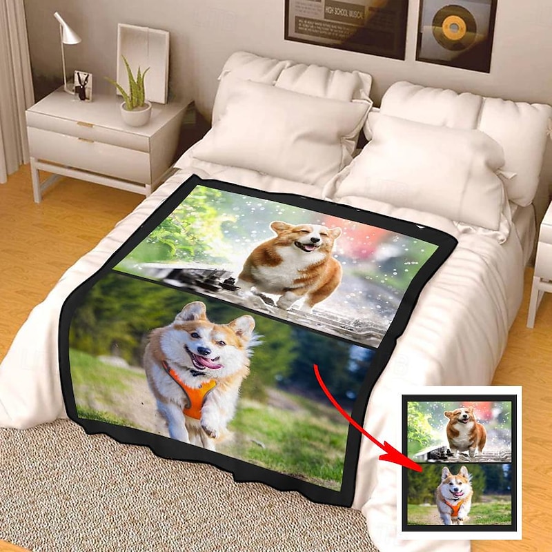 Customized Blanket Personalized Gifts 2Photos Personalized Couples Gifts Customized Picture Blanket I Love You Gifts Birthday Gift for Wife Husband Girlfriend Boyfriend Pets