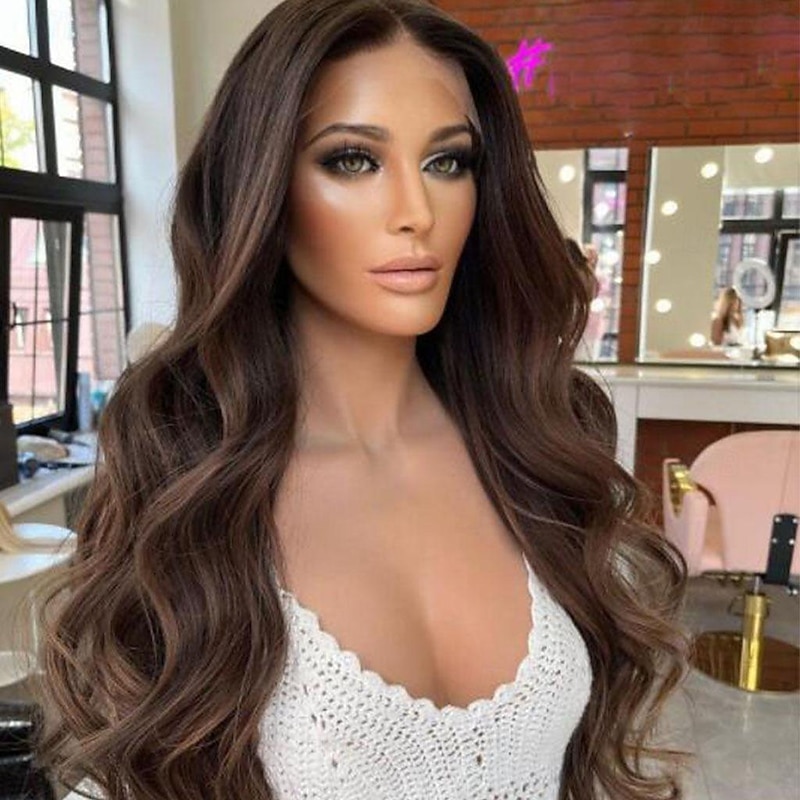 Remy Human Hair 13x4 Lace Front Wig Free Part Brazilian Hair Wavy Multi-color Wig 130% 150% Density Highlighted / Balayage Hair  Pre-Plucked For Women Long Human Hair Lace Wig4