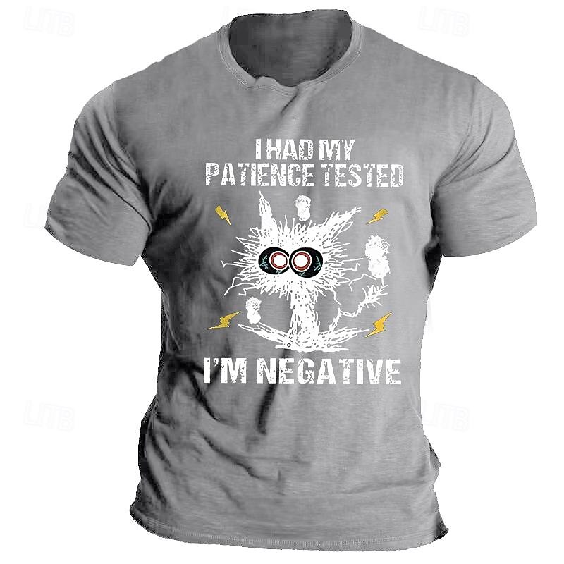 Mens Short Sleeve Graphic T-Shirt - Funny 'I Had My Patience Tested I'm Negative' Pun Tee2