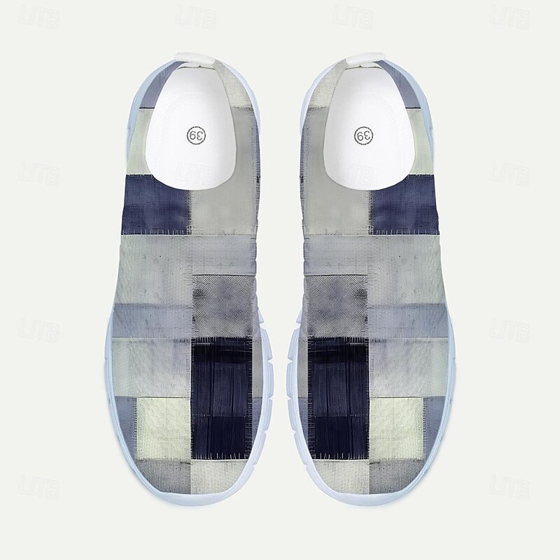 Men's Sneakers Loafers & Slip-Ons Casual Shoes Print Shoes Flyknit Shoes Running Fitness & Cross Training Shoes Walking Sporty Casual Athletic Daily Knit Breathable Massage Comfortable Blue Purple 12