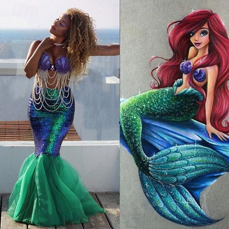 The Little Mermaid Mermaid Skirt Cosplay Costume Outfits Cosplay Costume Movie Cosplay for Women's Adults' Carnival Masquerade2